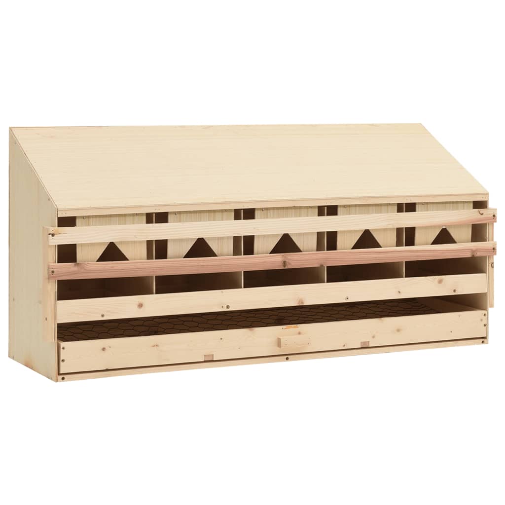 Vidaxl kippenlegkast 5 compartimenten 117x33x54 cm massief groenenhout