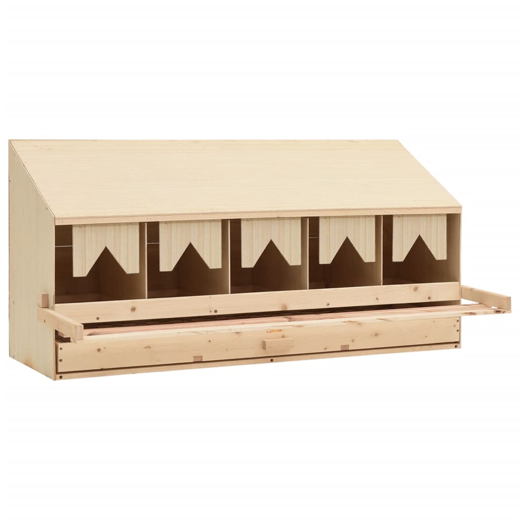 Vidaxl kippenlegkast 5 compartimenten 117x33x54 cm massief groenenhout