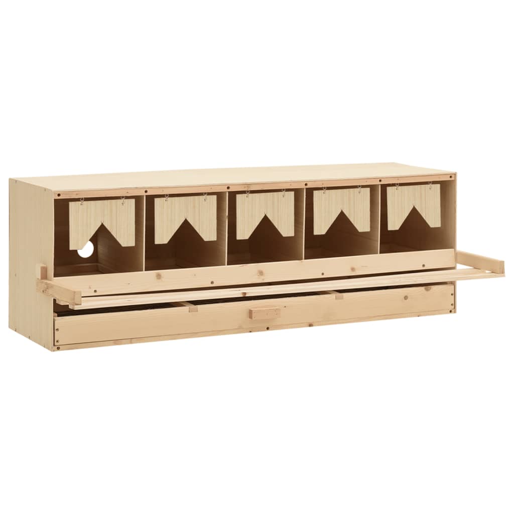 Vidaxl kippenlegkast 5 compartimenten 117x33x38 cm massief groenenhout