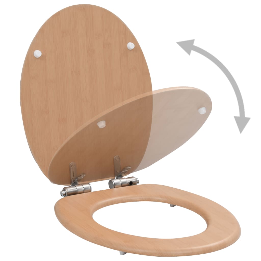 Vidaxl toiletbril met softclose deksel bamboe mdf
