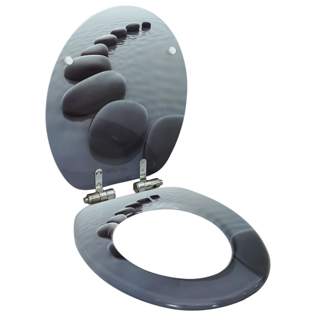 Vidaxl toiletbril met softclose deksel stenen mdf