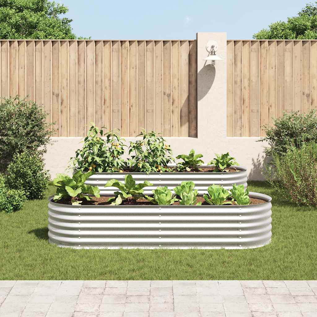 Vidaxl plantenbak verhoogd 240x80x44 cm gegalvaniseerd staal zilver