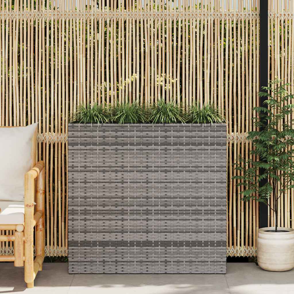 VidaXL Plantenbak bedacht met 4 potten poly rattan grijs