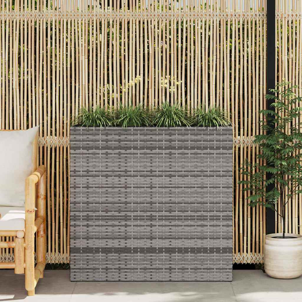 Vidaxl plantenbak verhoogd met 4 potten poly rattan grijs