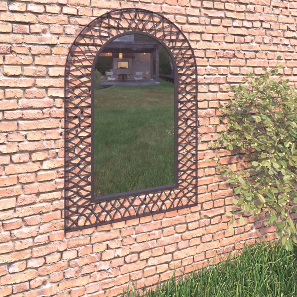 VidaXL Tuinwandspiegel gebogen 50x80 cm zwart