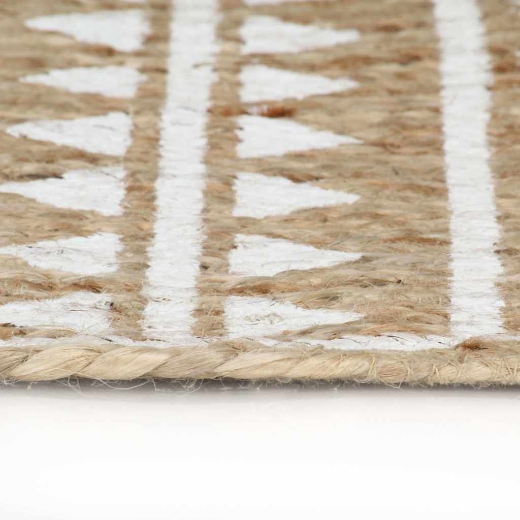Vidaxl vloerkleed handgemaakt met witte print 90 cm jute