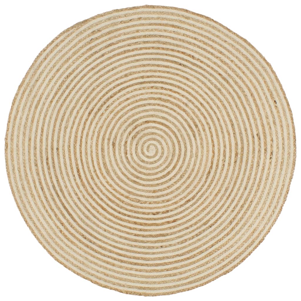 Vidaxl vloerkleed handgemaakt met spiraalontwerp 90 cm jute wit