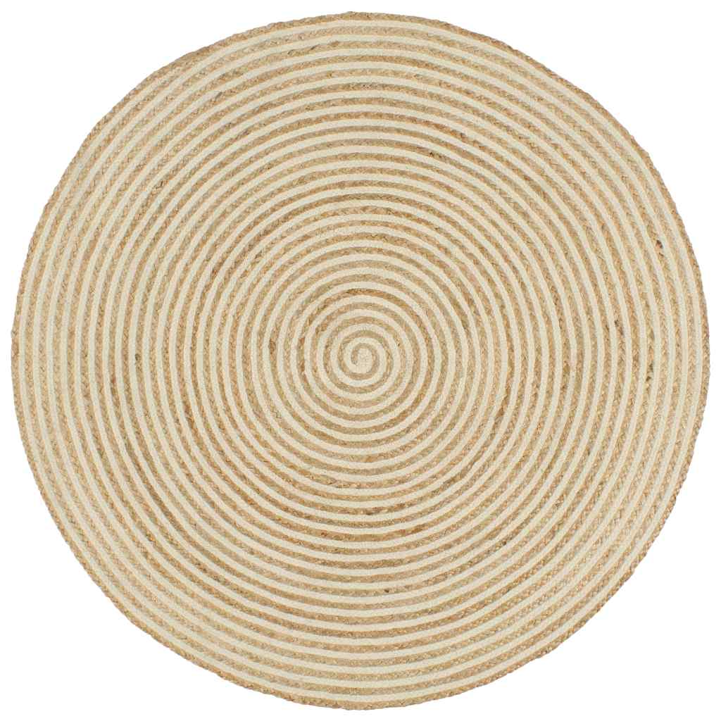 Vidaxl vloerkleed handgemaakt met spiraal ontwerp 120 cm jute wit