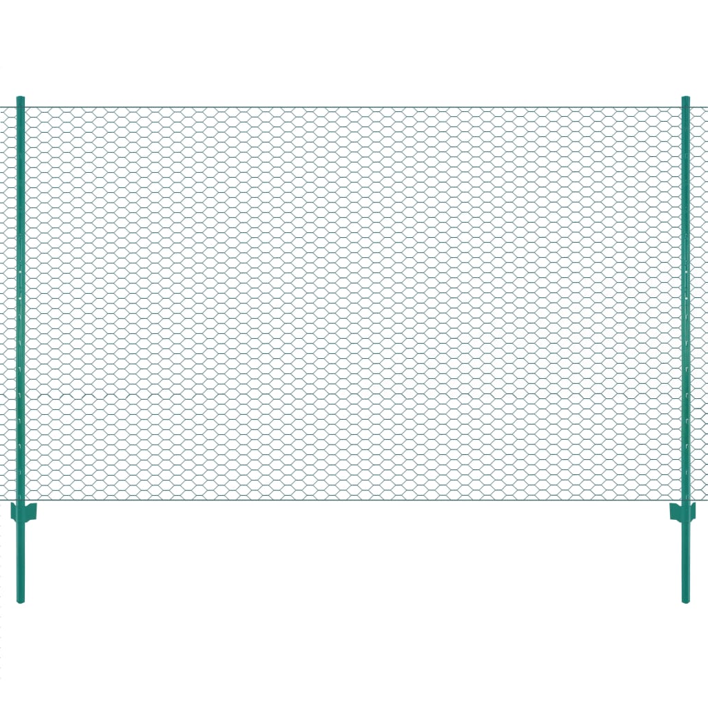 Vidaxl draadgaashek met palen 25x1,5 m staal groen