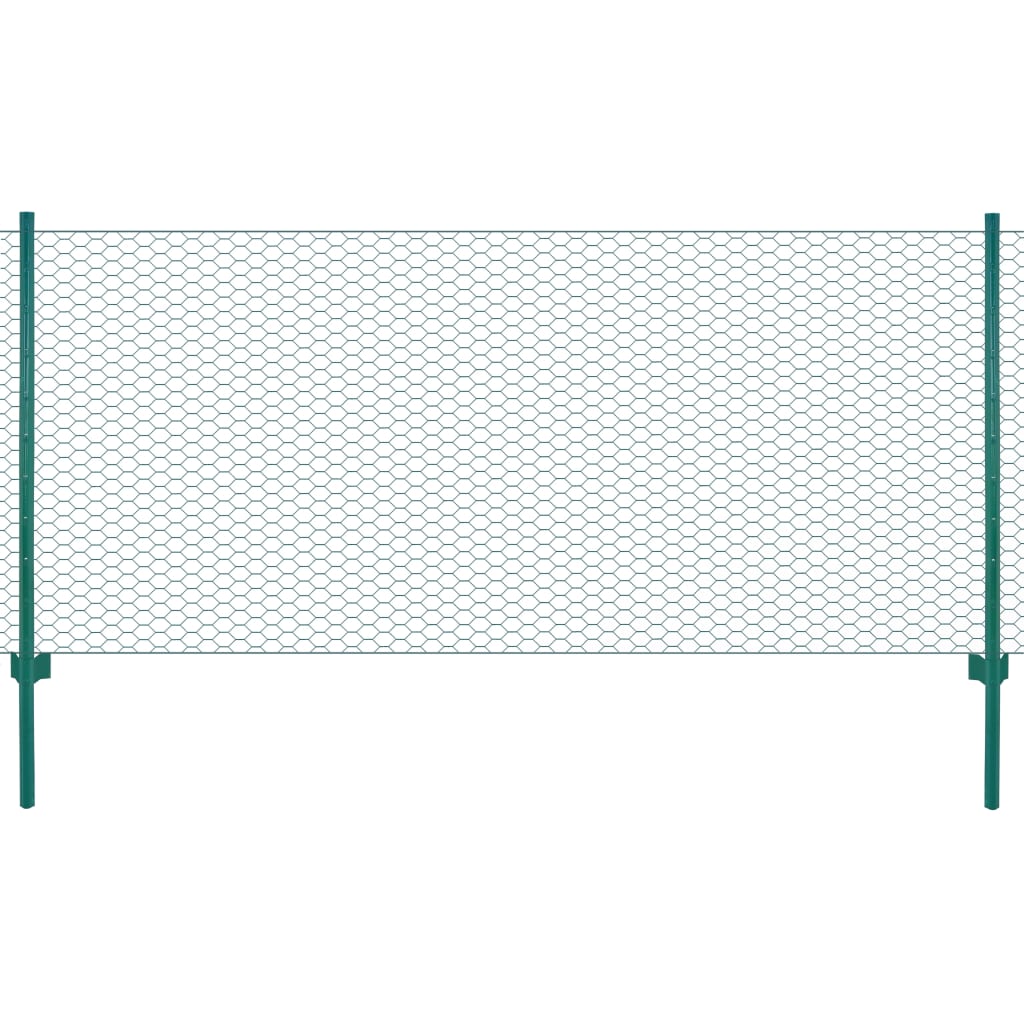 Vidaxl draadgaashek met palen 25x0,75 m staal groen