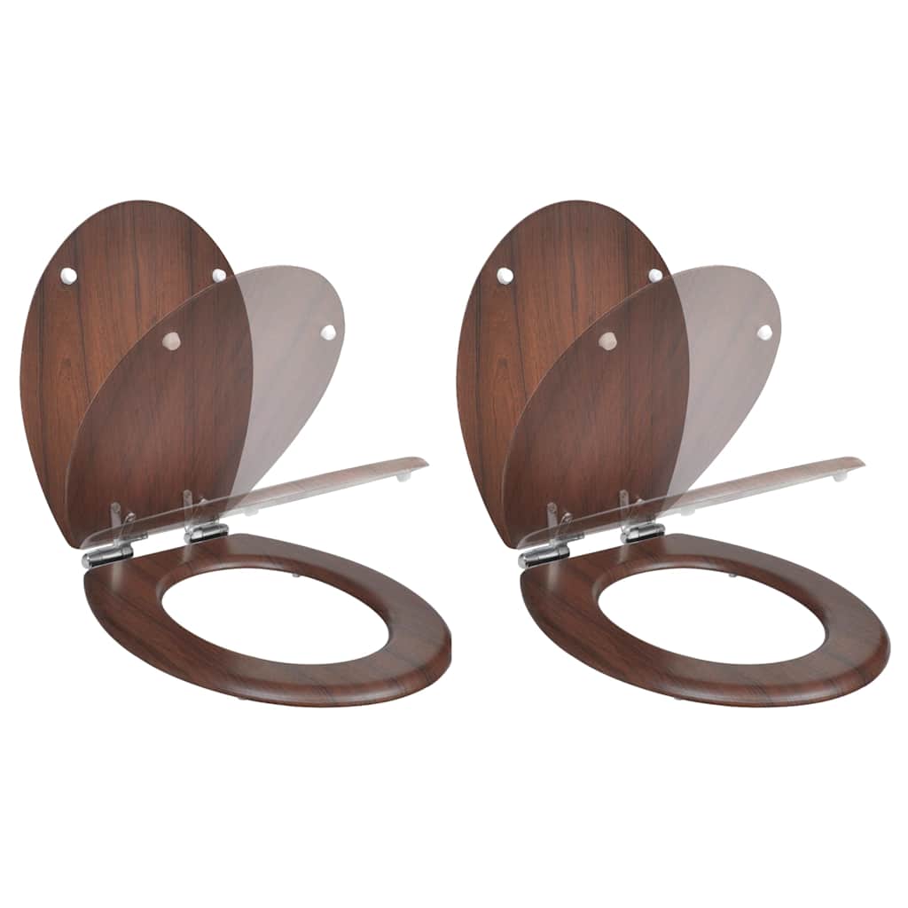 Vidaxl toiletbril met soft-closedeksel 2 st mdf bruin