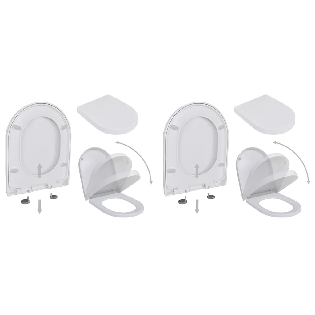 VidaXL Toiletbrillen met softclose deksels 2 st kunststof wit
