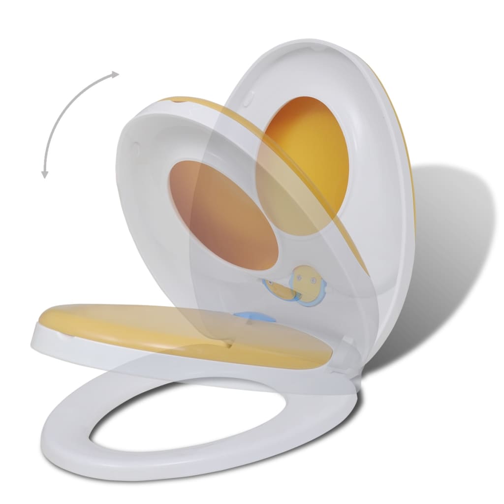 VidaXL Toiletbrillen met softclose deksels 2 st kunststof wit en geel