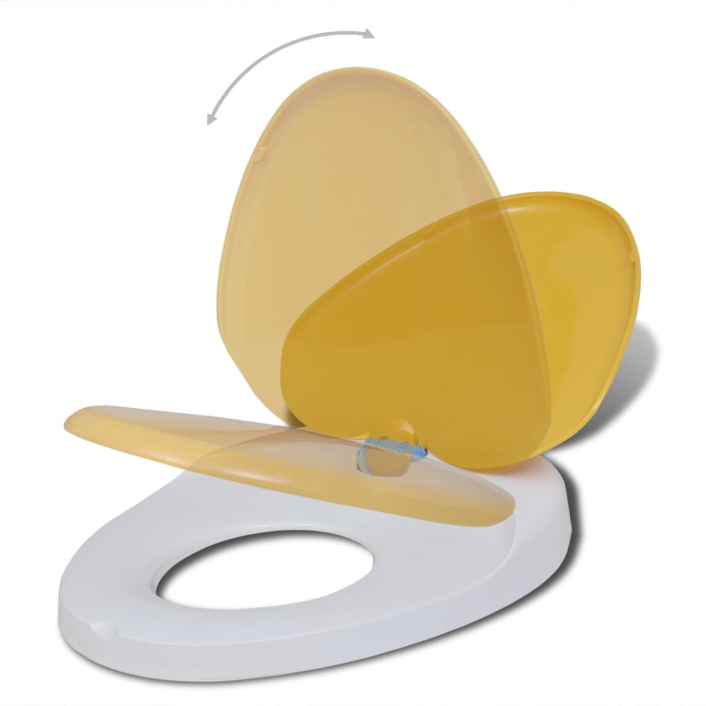 VidaXL Toiletbrillen met softclose deksels 2 st kunststof wit en geel