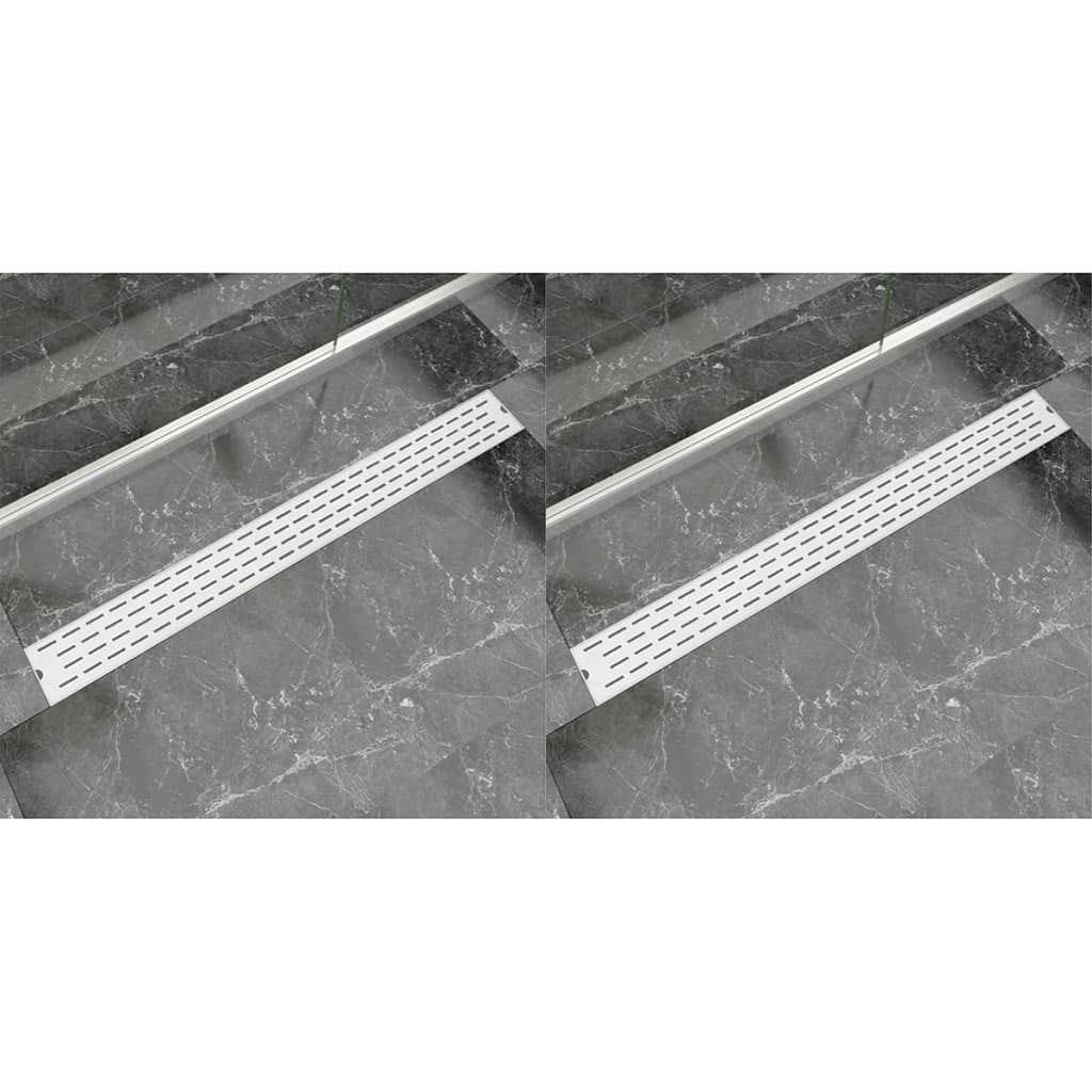 VidaXL Doucheafvoer 2 st rechthoekige lijnig 1030x140 mm roestvrij staal