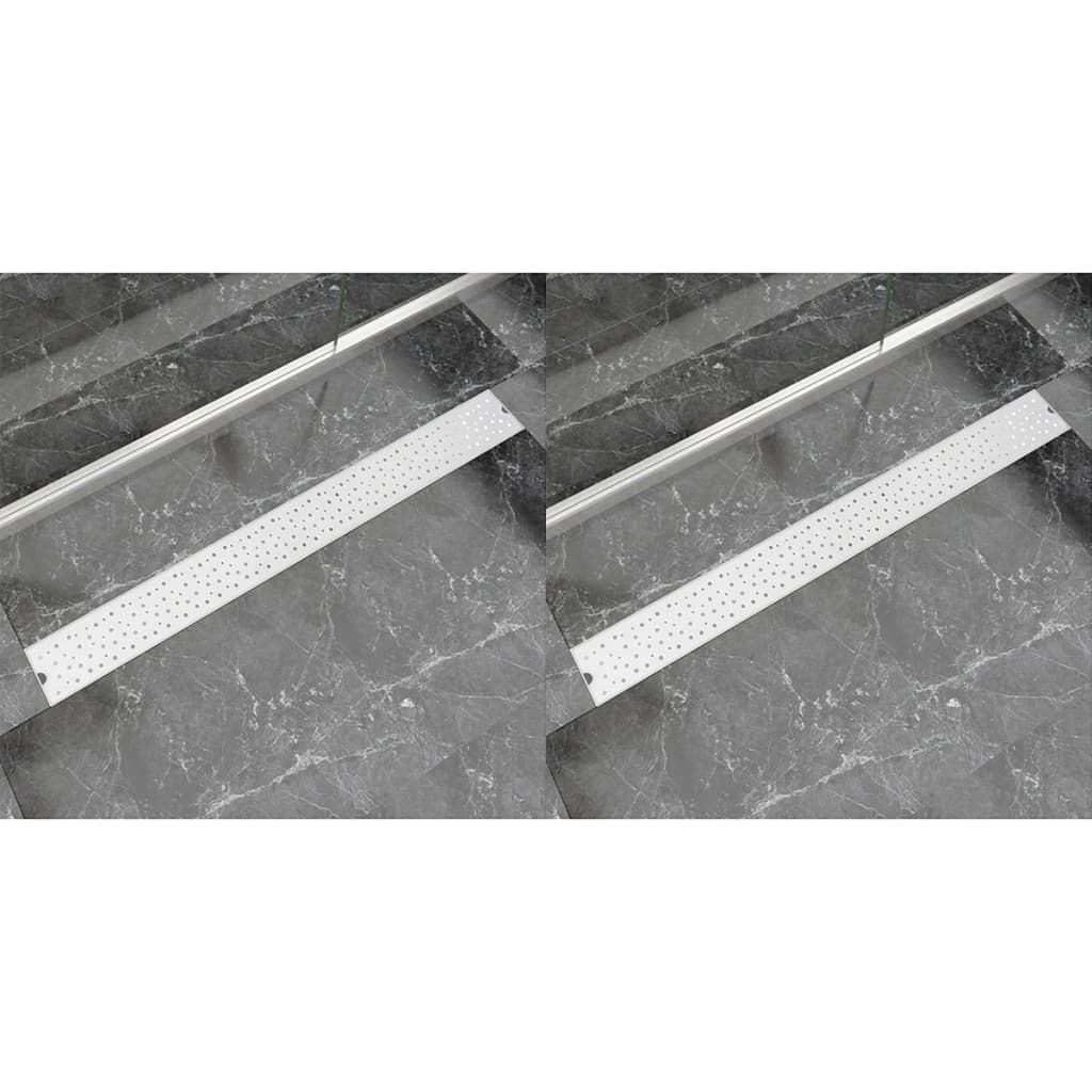 VidaXL Doucheafvoer 2 st rechthoekig bubbel 1030x140mm roestvrij staal