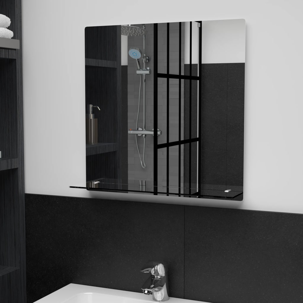 Vidaxl wandspiegel met schap 50x50 cm gehard glas