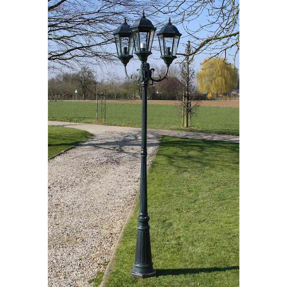 Vidaxl tuinlantaarn brighton 3-arms 230 cm donkergroen zwart