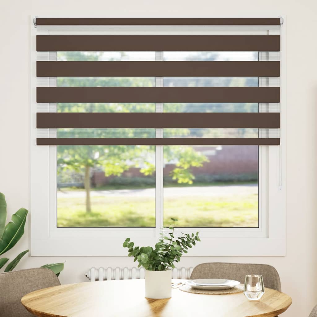 Vidaxl zebra rolgordijn 140,9 x 175 cm stofbreedte 136,7 cm koffiebruin