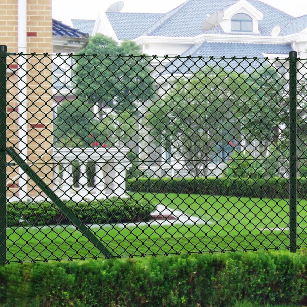 VidaXL Gaashek met palen 1x15m staal groen