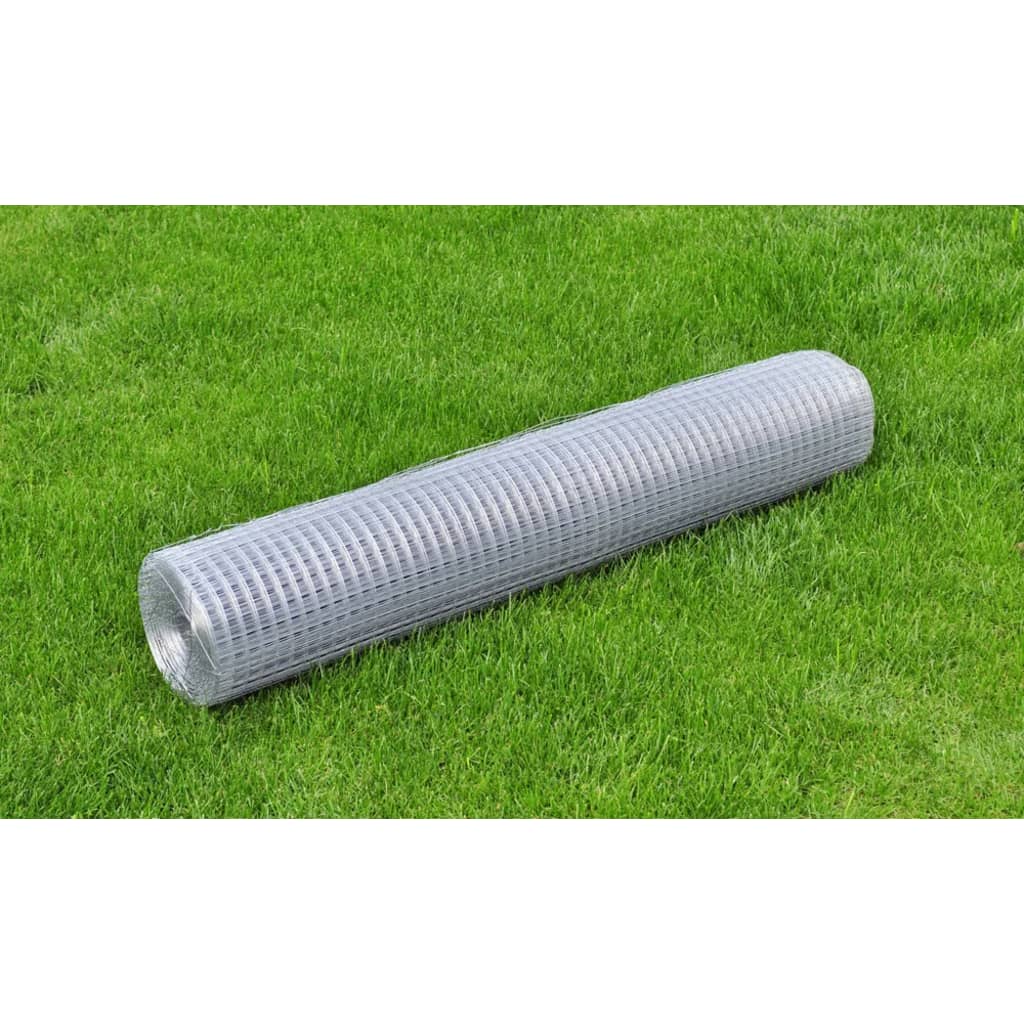 Vidaxl kippengaas 10x1m gegalvaniseerd staal zilverkleurig