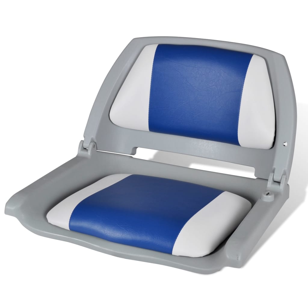 Vidaxl opklapbare laarsstoel met blauw-wit kussen 48x51x41 cm