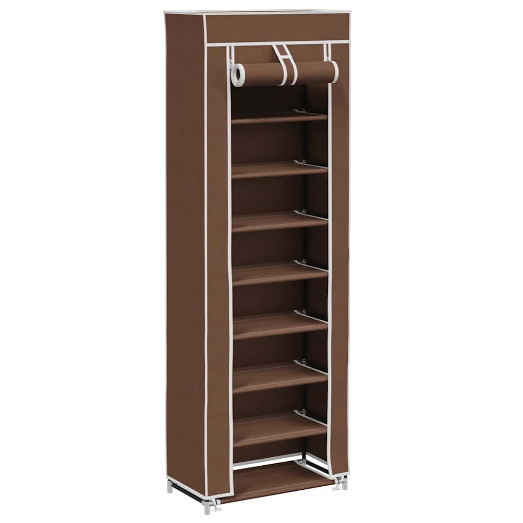 Vidaxl stoffen schoenenrek met hoes 162 x 57 x 29 cm bruin