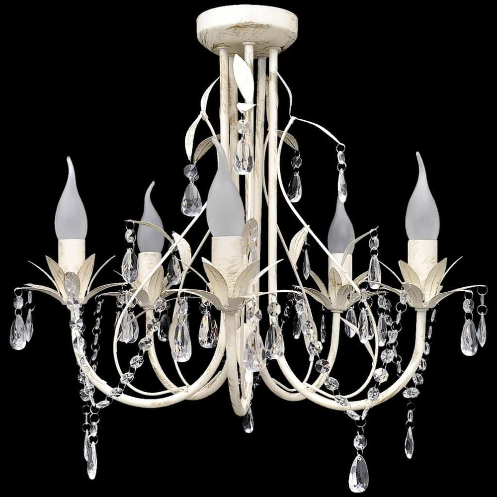 Vidaxl kristallen kroonluchter met wit elegant design (5 lampen)