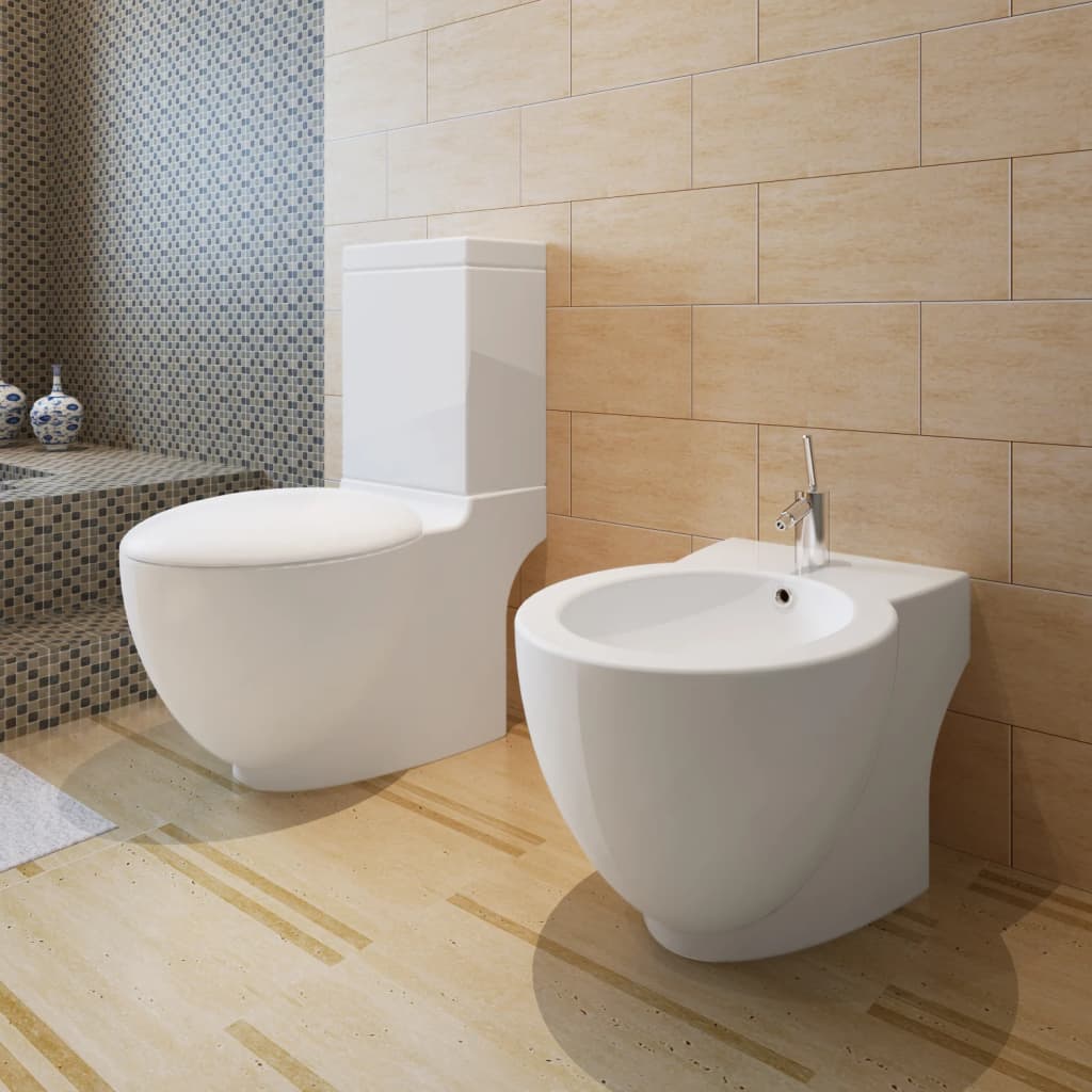 VidaXL Toilettenbidetset staand keramiek wit