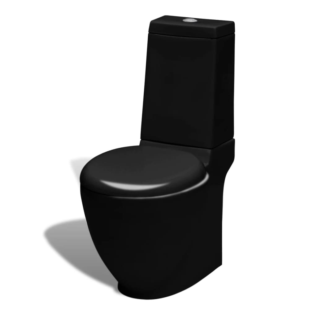 VidaXL Toiletten bidetset staand keramiek zwart