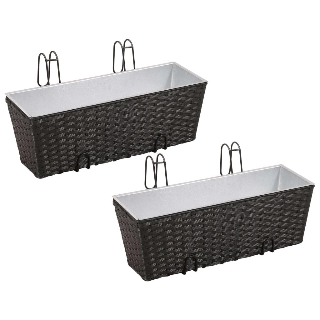 VidaXL Balkonplantenbakken 2 st 50 cm rotan zwart