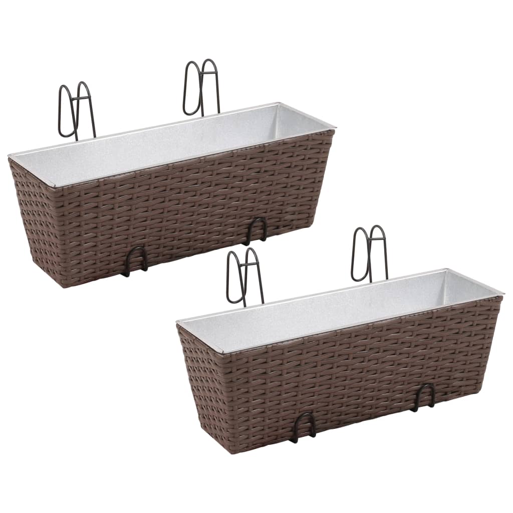 VidaXL Balkonplantenbakken 2 st 50 cm rotan bruin