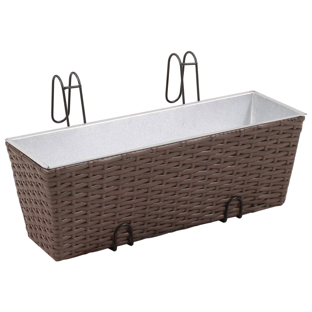 VidaXL Balkonplantenbakken 2 st 50 cm rotan bruin
