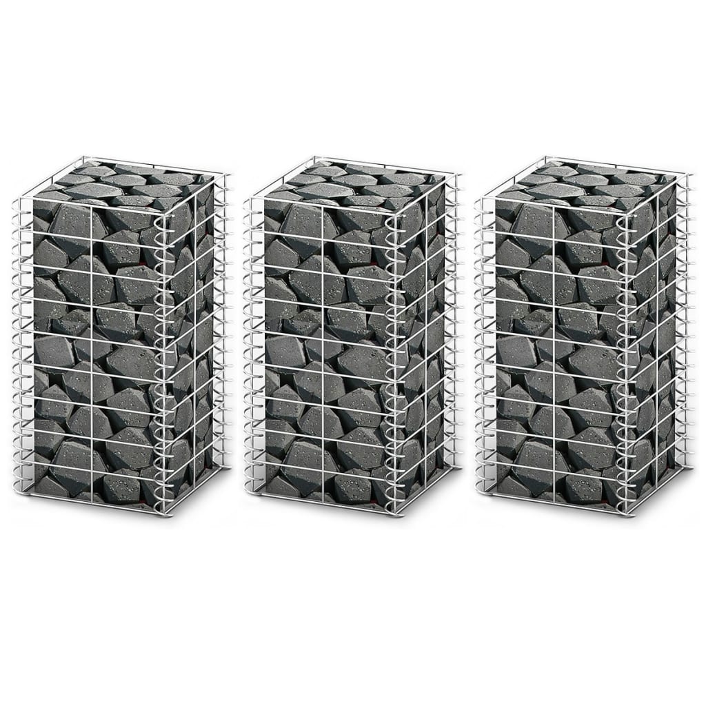 Vidaxl 3-delige schanskorfset 25x25x50 cm gegalvaniseerde draad