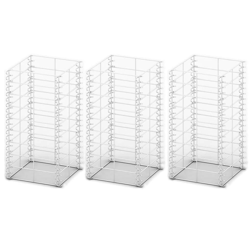 Vidaxl 3-delige schanskorfset 25x25x50 cm gegalvaniseerde draad