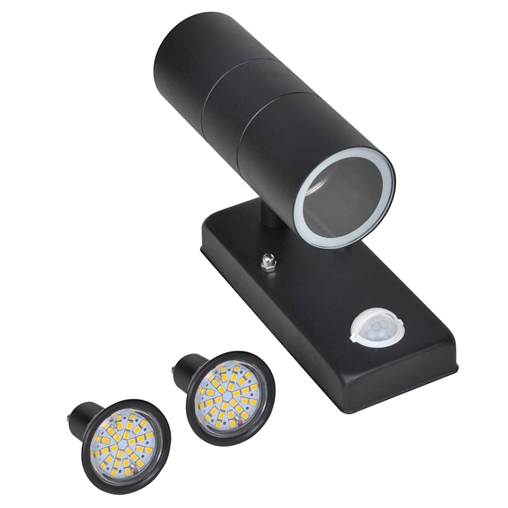 Vidaxl wandlamp met sensor led cilindervormig RVS zwart