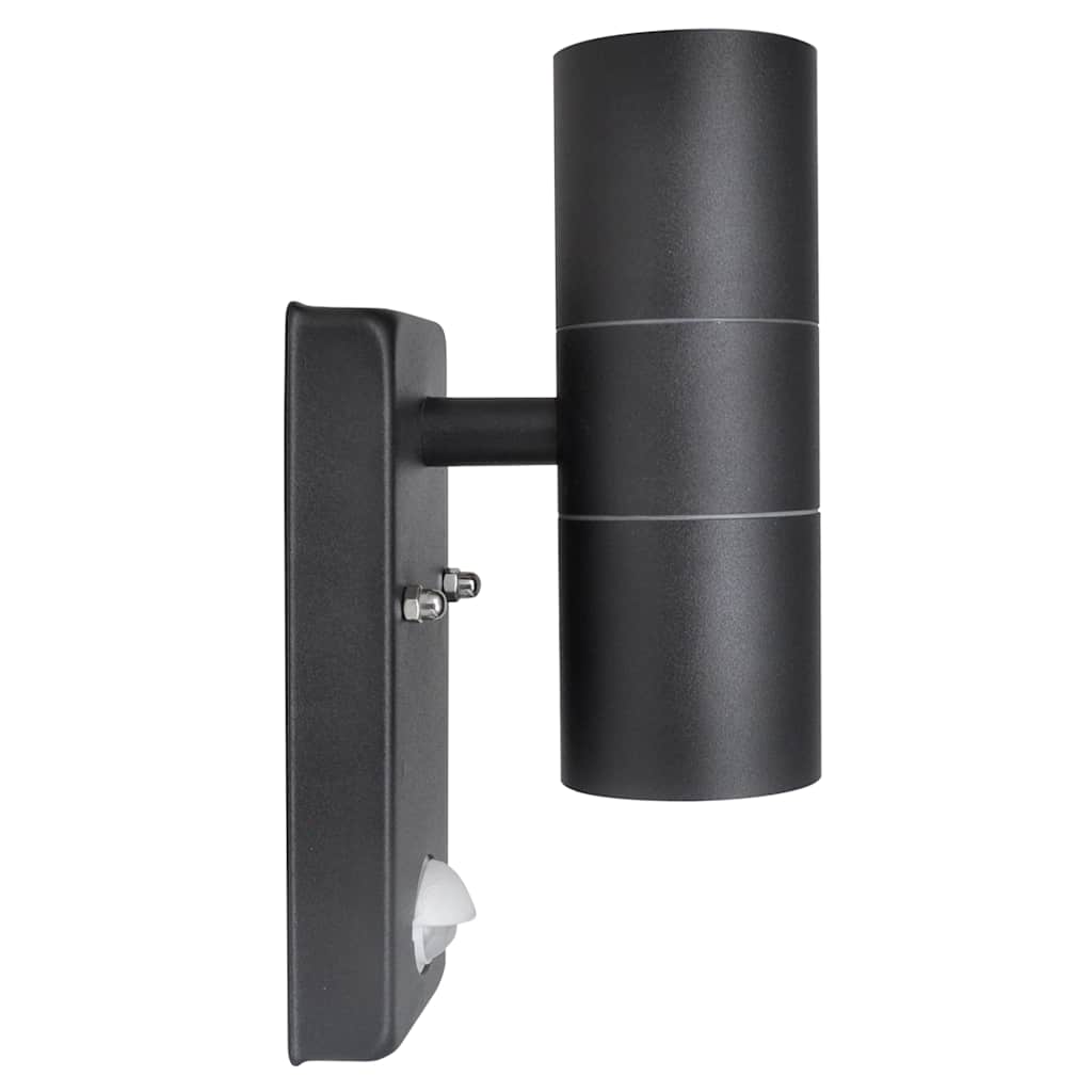 Vidaxl wandlamp met sensor led cilindervormig RVS zwart