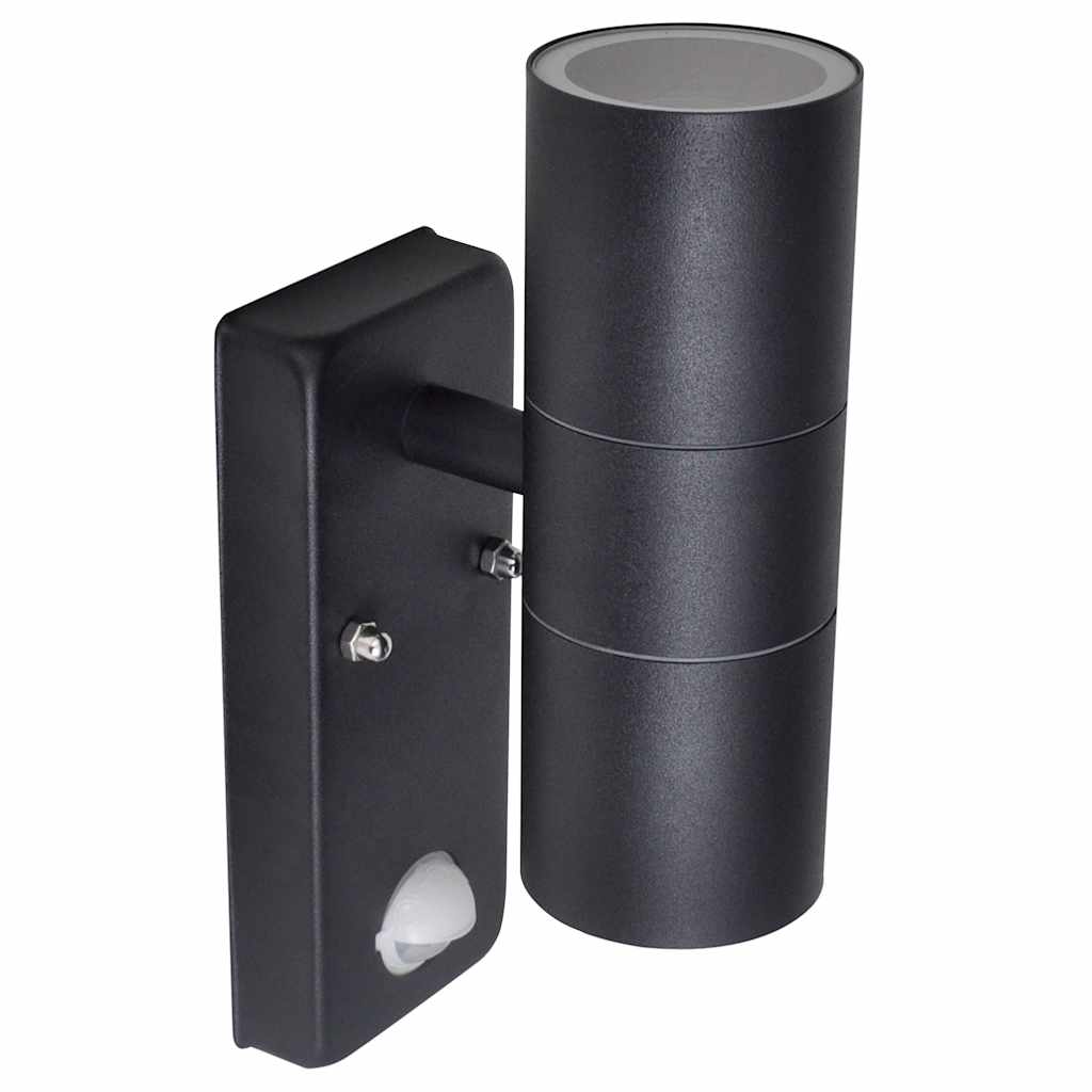 Vidaxl wandlamp met sensor led cilindervormig RVS zwart