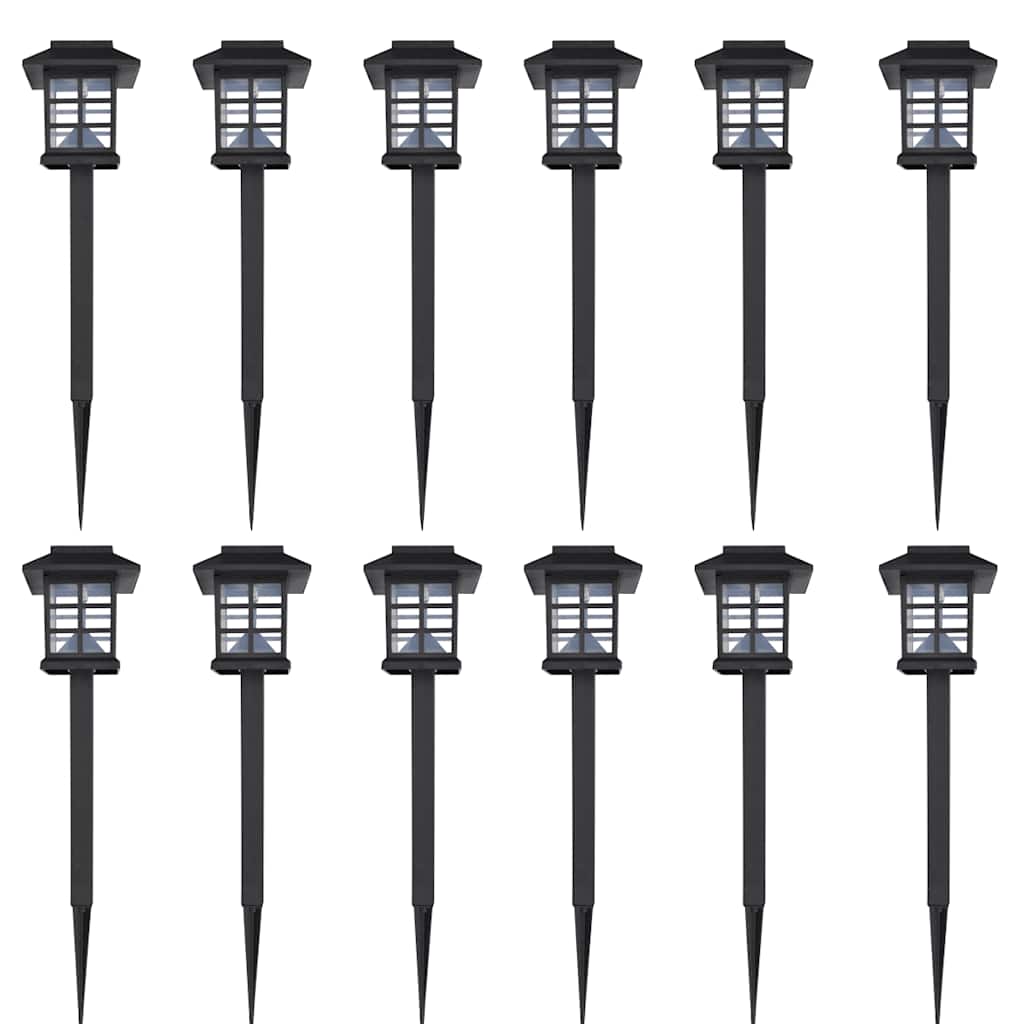 Vidaxl 12-delige led-tuinverlichtingsset solar met pin 8,6x8,6x38 cm