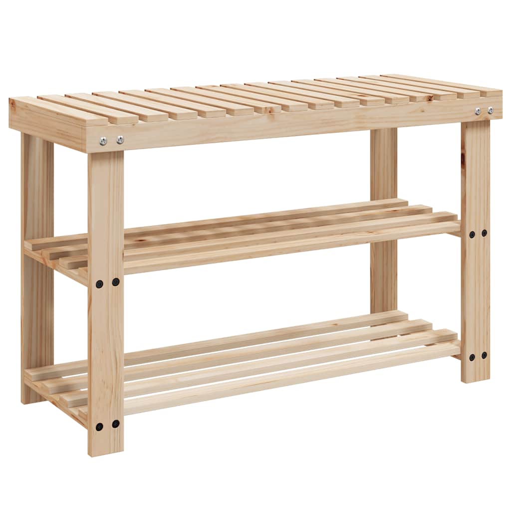 Vidaxl schoenenrek met bankje 2-in-1 massief vuurhout
