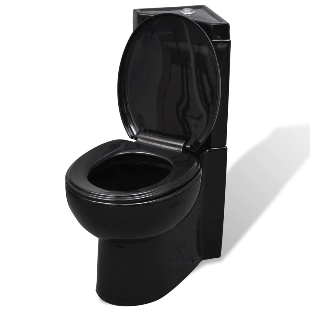 VidaXL Toilethoekmodel keramisch zwart