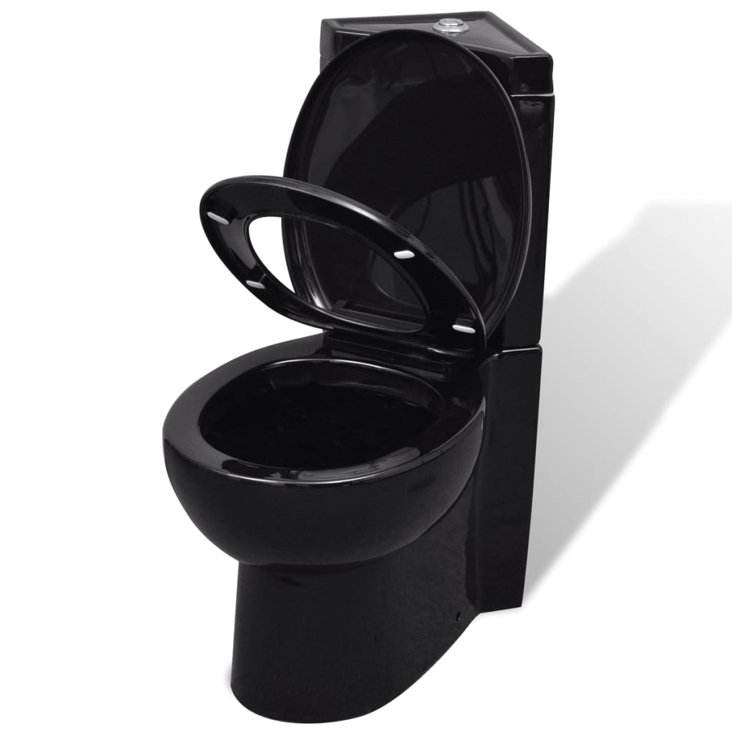 VidaXL Toilethoekmodel keramisch zwart