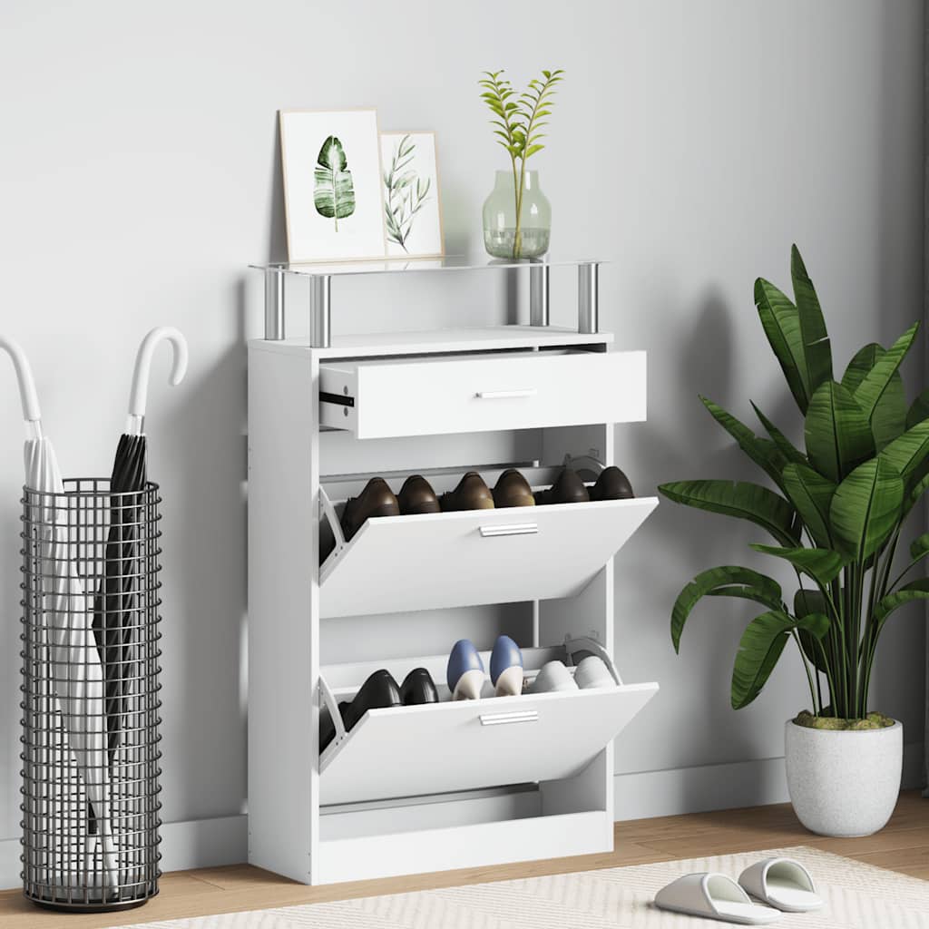 Vidaxl schoenenkast met lade en glazen schap zonder hout
