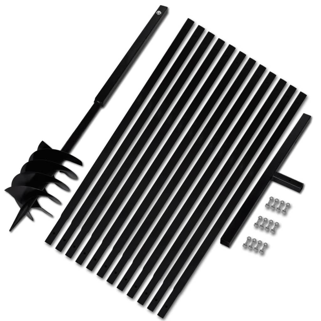 Vidaxl grondboor met handvat 180 mm en verlengstukken 13 m (staal)
