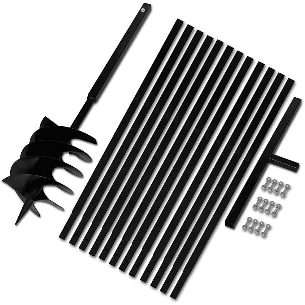 Vidaxl grondboor met handvat 200 mm en verlengstukken 13 m (staal)