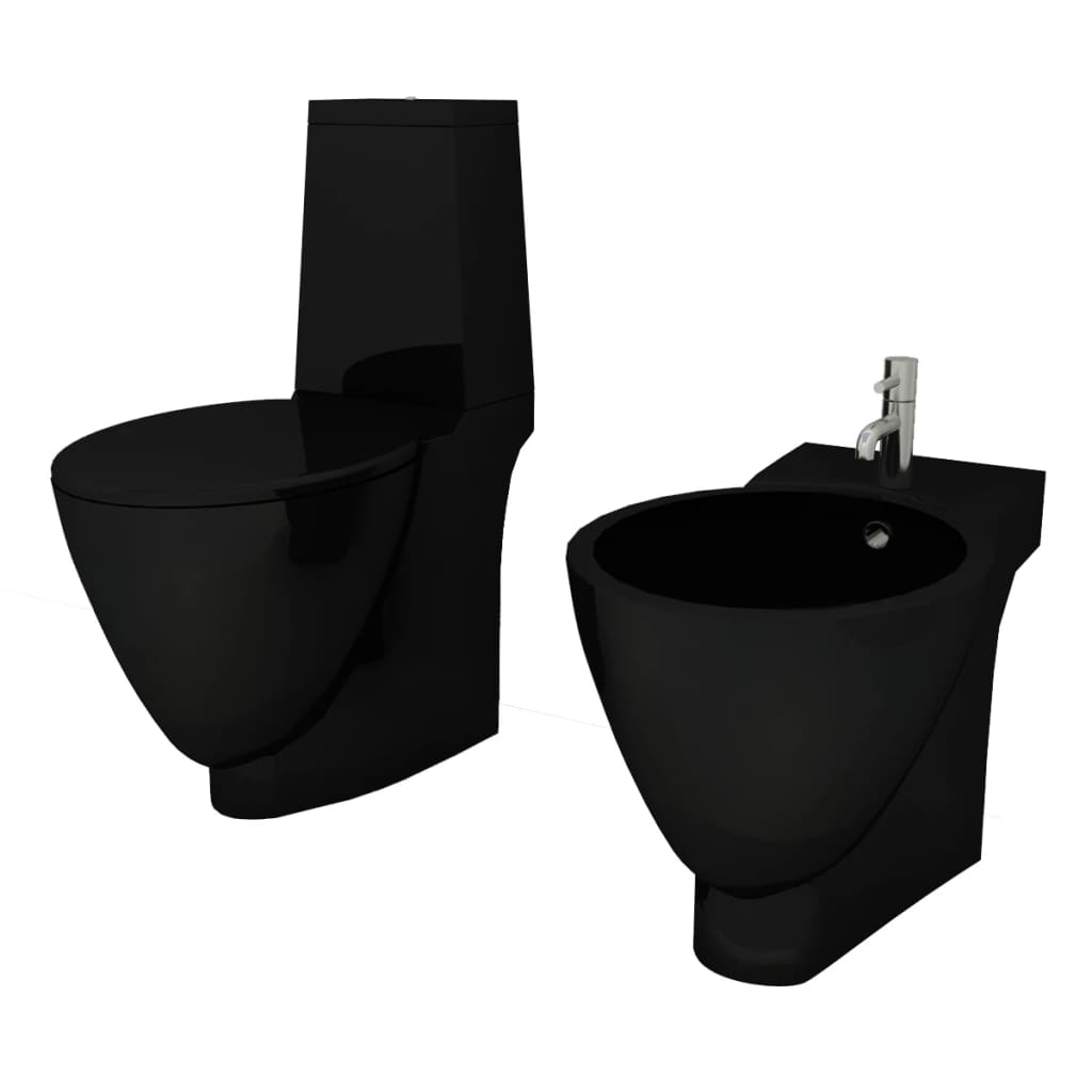 VidaXL Toilettenbidetset keramiek zwart