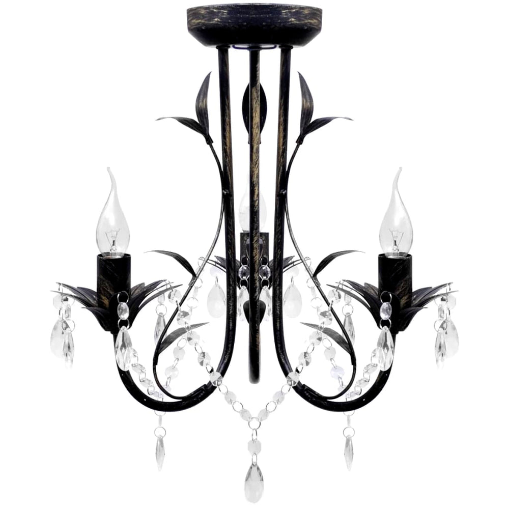 Vidaxl kroonluchter art nouveau metaal kristallen 3 lampen zwart