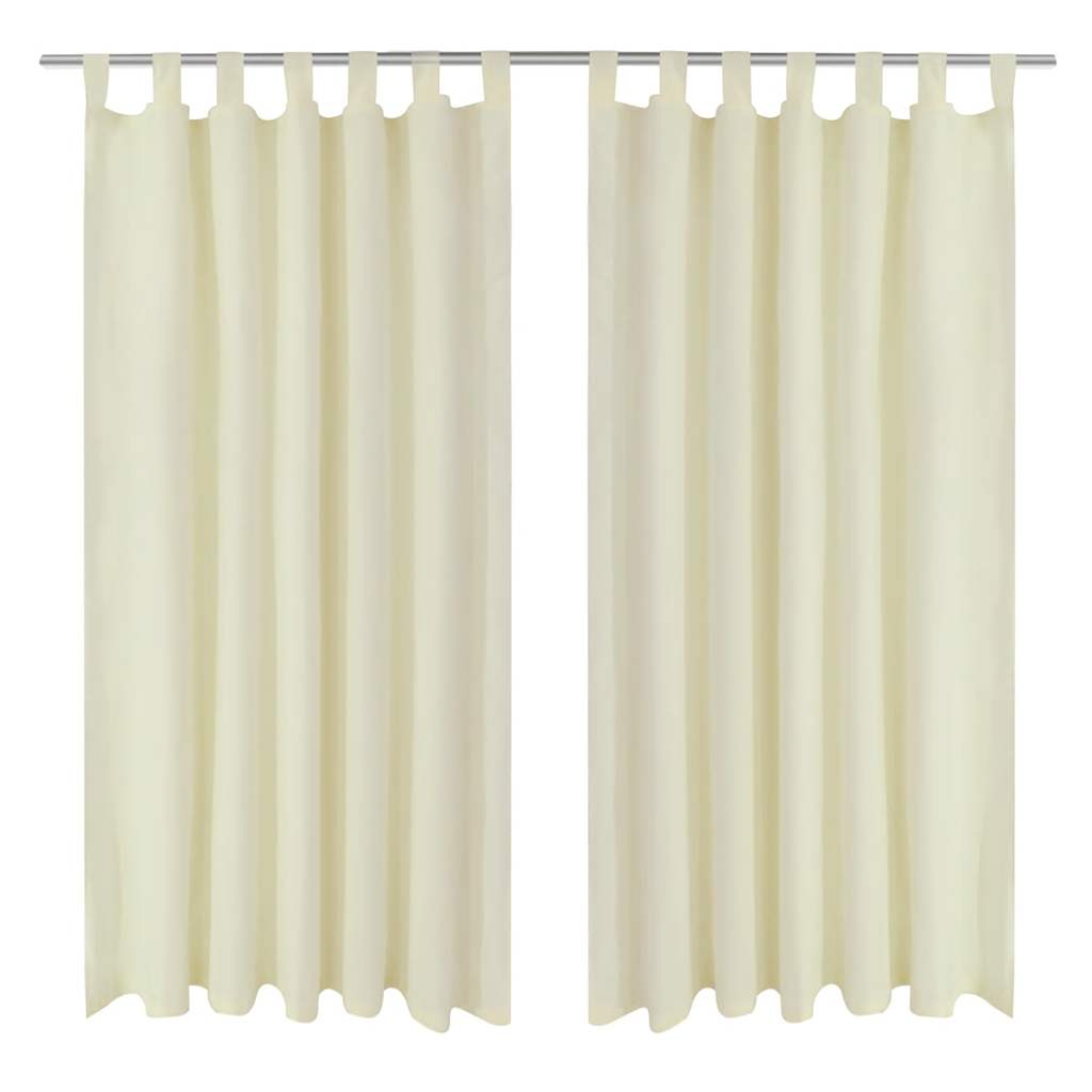 Vidaxl micro-satijnen gordijnen met ringen 140 x 225 cm 2 stuks (creme)
