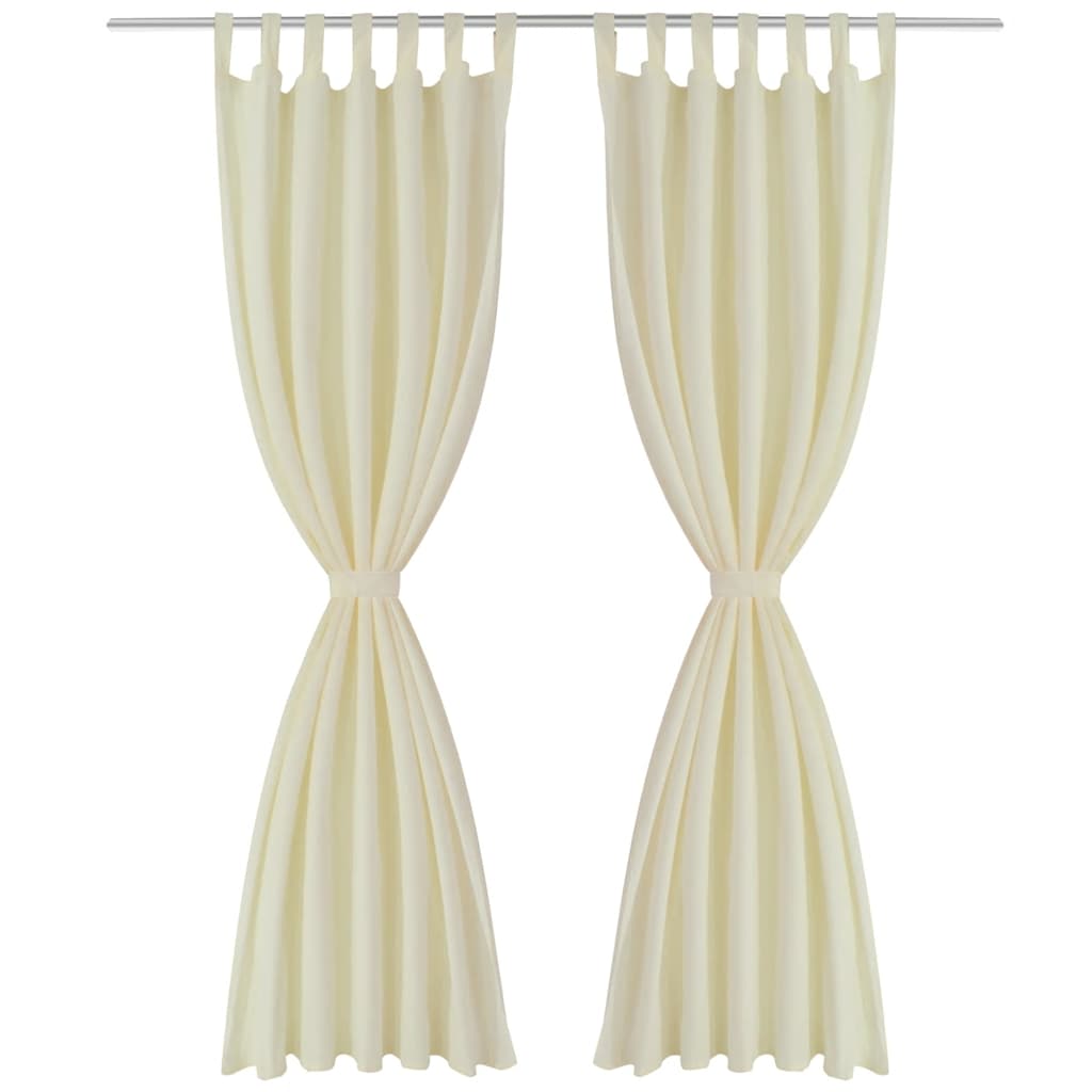 Vidaxl micro-satijnen gordijnen met ringen 140 x 225 cm 2 stuks (creme)