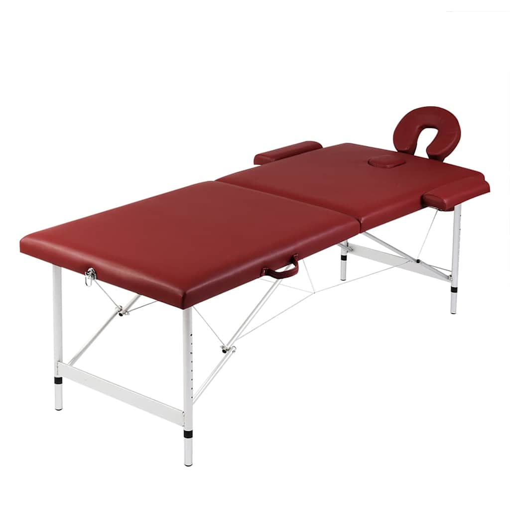 Vidaxl massagetafel met 2 zones inklapbaar aluminium frame rood